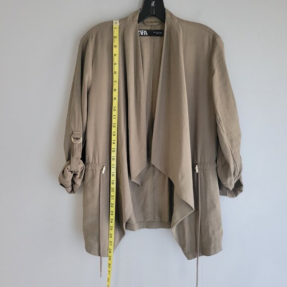 Zara Open Front Green Women's Draped Jacket Size S - Picture 4 of 9